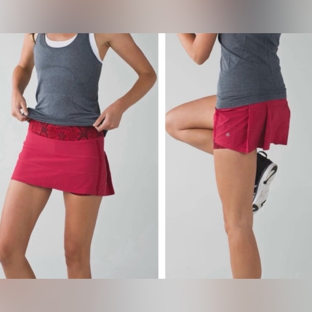 Lululemon * Pace Rival Skirt II / Skort, Red, Snakeskin Pattern, Women’s 4 Tall